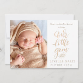Nieuwe baby kondiging ons kleine Gem-script Aankondiging