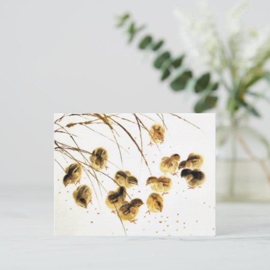 Nieuwe baby kuikens, klassieke Chinese kunst Aankondigingskaart (Staand voorkant)