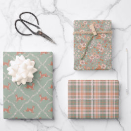 Nieuwe baby - Leaping in Mint en Peach Inpakpapier Vel