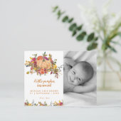 Nieuwe Baby Little Pumpkin herfst Foto briefkaart (Staand voorkant)