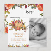 Nieuwe Baby Little Pumpkin herfst Foto briefkaart (Voorkant / Achterkant)