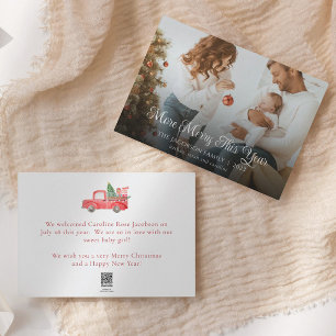 Nieuwe baby meer vrolijk dit jaar kerst familie feestdagenkaart