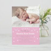 Nieuwe baby meisje aankondiging / dank je kaart (Staand voorkant)