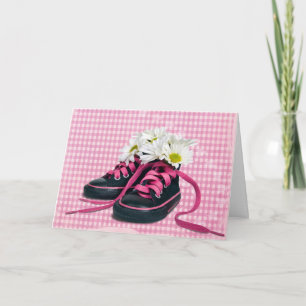 Nieuwe Baby Meisje Daisies in Sneakers Kaart