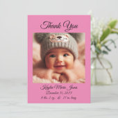 Nieuwe Baby Meisje Dank u kaart / aankondiging (Staand voorkant)