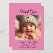 Nieuwe Baby Meisje Dank u kaart / aankondiging (Voorkant / Achterkant)