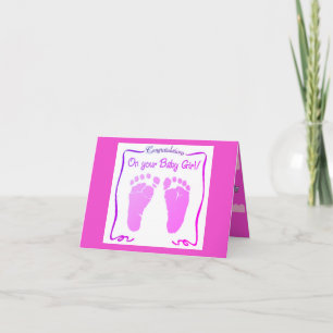 Nieuwe Baby Meisje Felicitatie Vouwbare Wenskaart Kaart