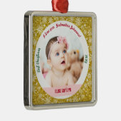 Nieuwe Baby Meisje Foto 1e Kerstmis Godmother Gold Metalen Ornament (Rechts)