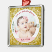Nieuwe Baby Meisje Foto 1e Kerstmis Godmother Gold Metalen Ornament (Links)
