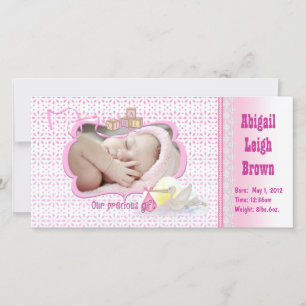 Nieuwe Baby Meisje Fotokaart Aankondiging