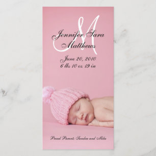Nieuwe Baby Meisje Geboorteaankondiging Fotokaarte Aankondiging
