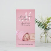 Nieuwe Baby Meisje Geboorteaankondiging Fotokaarte Aankondiging (Staand voorkant)