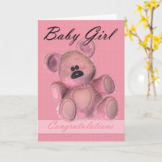 Nieuwe baby meisje gefeliciteerd kaart (Gele Bloem)