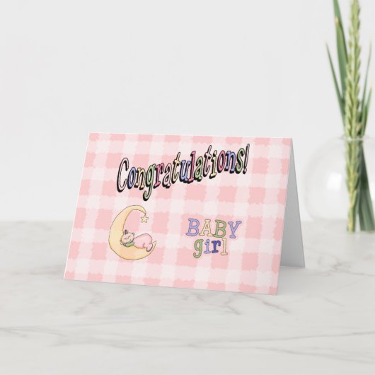 Nieuwe Baby Meisje Gefeliciteerd Wenskaart Kaart (Voorkant)