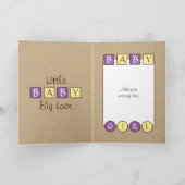 Nieuwe baby meisje grote liefde rustieke paars gee kaart (Binnen)