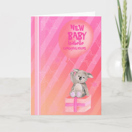 Nieuwe baby meisje schattige Koala Kaart roze sina