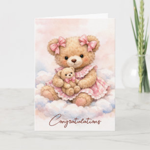 Nieuwe Baby Meisje Teddydbeer Kaart