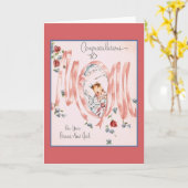  nieuwe baby meisje Wenskaart Kaart (Gele Bloem)