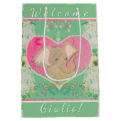 Nieuwe baby met olifant medium cadeauzakje (Achterkant)