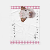 Nieuwe Baby Milestone Highland Koe Roze Fleece Deken (Voorkant)