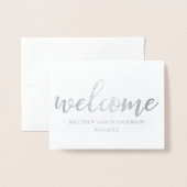 Nieuwe Baby Modern Aankondiging Silver Foil Note C (Voorkant met envelop)