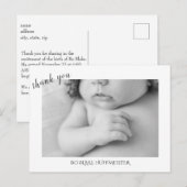 Nieuwe Baby Modern Bedankt B / W Foto Briefkaart (Voorkant / Achterkant)