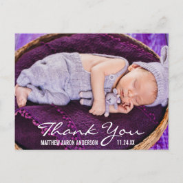 Nieuwe Baby Modern Foto Dank u Aankondigingskaart