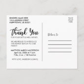 Nieuwe baby moderne bedankt zwart briefkaart (Achterkant)