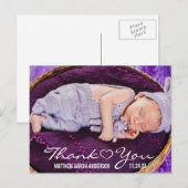 Nieuwe baby moderne foto dank je hart aankondigingskaart (Voorkant / Achterkant)