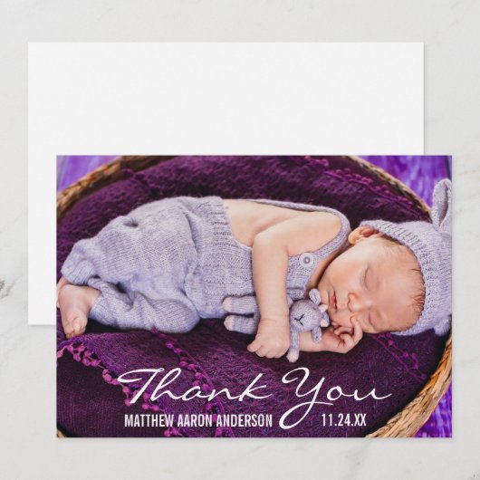 Nieuwe Baby moderne Foto Dank je wel Bedankkaart (Voorkant / Achterkant)