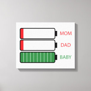 NIEUWE BABY, MOEDER, en DAD Fysieke/Mentale Batter Canvas Afdruk