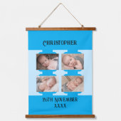 Nieuwe baby naam 4 foto's datum geboorteblauw hangend wandkleed (Voorkant)