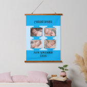 Nieuwe baby naam 4 foto's datum geboorteblauw hangend wandkleed (Slaapkamer)