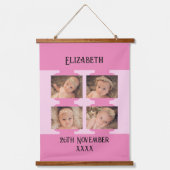 Nieuwe baby naam 4 foto's datum geboorteroze hangend wandkleed (Voorkant)