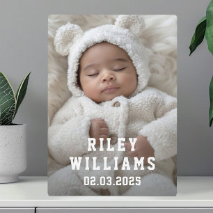 Nieuwe baby naam datum foto fotoplaat