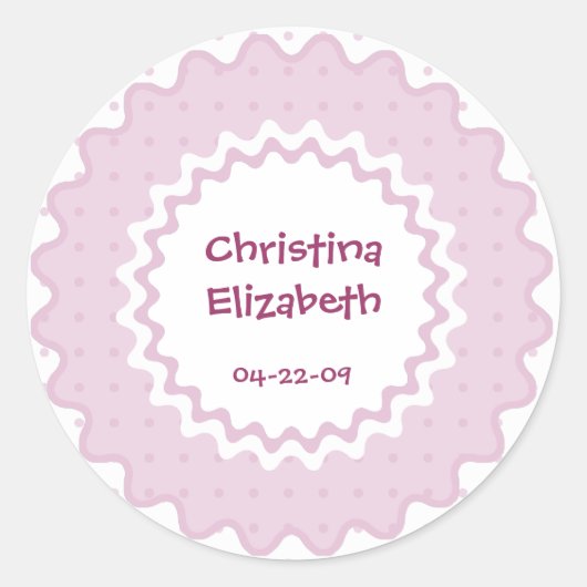 Nieuwe baby naam, geboortedatum Sticker - roze (Voorkant)