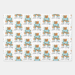 Nieuwe baby of Baby shower Blue Teddy Bear Inpakpapier Vel