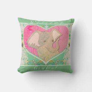 Nieuwe Baby Olifant Groen Roze Kussen