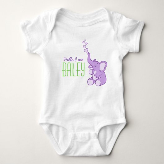 Nieuwe baby olifant welkom baby naam shirt (Voorkant)