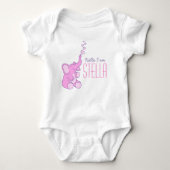 Nieuwe baby olifant welkom meisjes naam shirt (Voorkant)