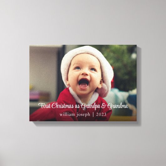 Nieuwe baby Onze eerste Kerstmis als grootouders Canvas Afdruk (Voorkant)