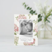 Nieuwe Baby Roze Bloemen Foto briefkaart (Staand voorkant)