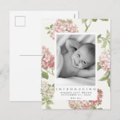 Nieuwe Baby Roze Bloemen Foto briefkaart (Voorkant / Achterkant)