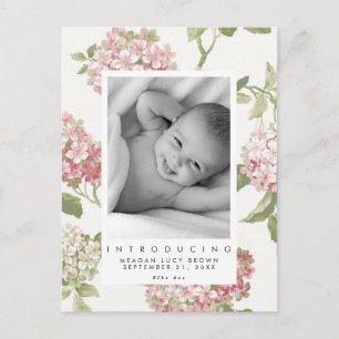 Nieuwe Baby Roze Bloemen Foto briefkaart