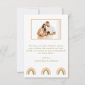 Nieuwe Baby Roze Boho Rainbow Foto Hartelijk dank Bedankkaart (Achterkant)