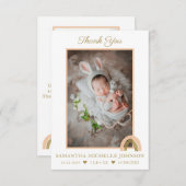 Nieuwe Baby Roze Boho Rainbow Foto Hartelijk dank Bedankkaart (Voorkant / Achterkant)