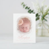 Nieuwe Baby Rustic Script Foto geboorteaankondigin Briefkaart (Staand voorkant)