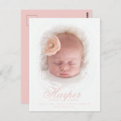 Nieuwe Baby Rustic Script Foto geboorteaankondigin Briefkaart (Voorkant / Achterkant)