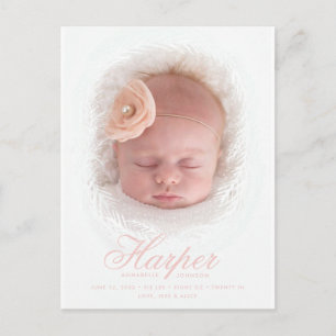 Nieuwe Baby Rustic Script Foto geboorteaankondigin Briefkaart