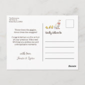 Nieuwe baby Schattige geel eend Gefeliciteerd Briefkaart (Achterkant)